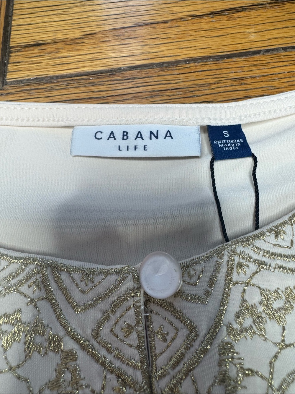 Cabana Life Ivory Metallic Embroidered Sleeveless Shift Dress NWT Size S SPF 50 - Picture 4 of 8